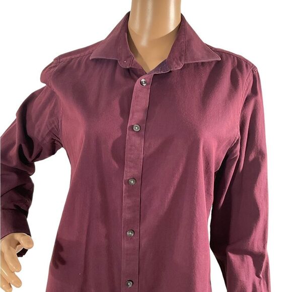 Michael Kors Women’s Burgundy Button Down Collared Long Sleeve Blouse Size M - Picture 4 of 14